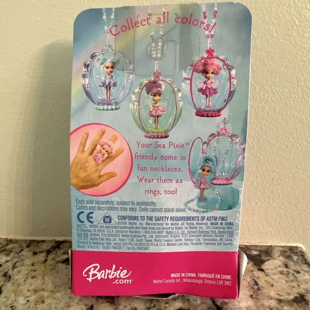NEW Barbie Fairytopia Mermaidia Pink Sea Pixie Necklace &‎ Ring Doll #K0543 2006